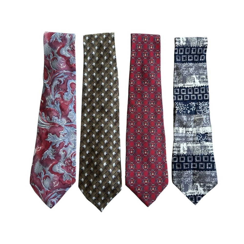 Lot Of Four 100% Silk Ties‎  4x60 Inches Pompano Henry Grethel Plus